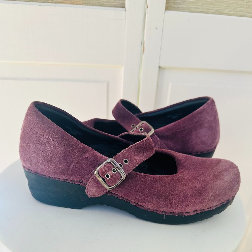 Vintage L.L.Bean Purple Suede Mary Jane Comfort Clogs Size 7
